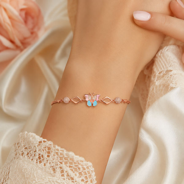 Peach & turkish Zirconia A++ Butterfly bracelet